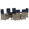 vidaXL Vrtni set za objed s jastukom 7 pcs Siva poliratan