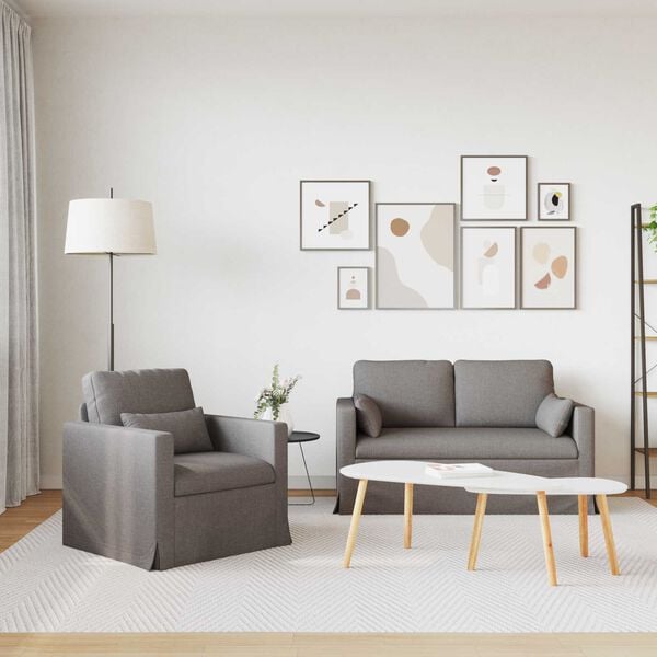 vidaXL Sofa 2 pcs Sivo-smeđa 139 x 78 x 80 cm tkanina