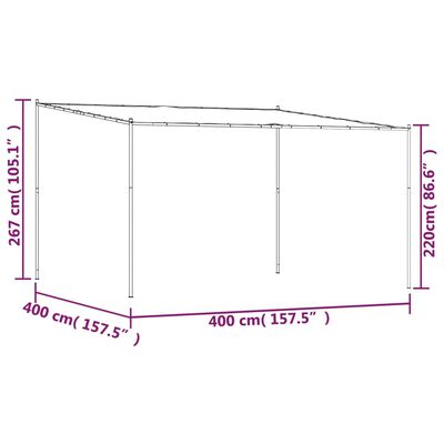 vidaXL Sjenica antracit 4 x 4 m 180 g/m² od tkanine i čelika