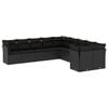 vidaXL 10-dijelni set vrtnih sofa s jastucima crni od poliratana