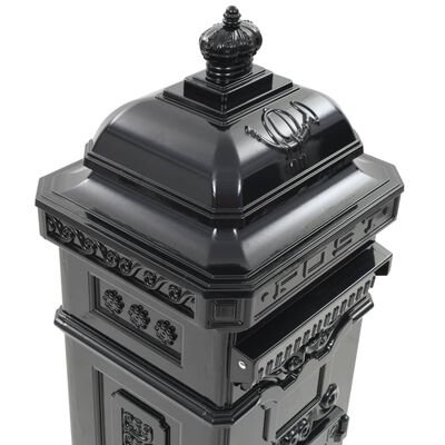 vidaXL Poštanski sandučić sa stupom u vintage stilu nehrđajući crni