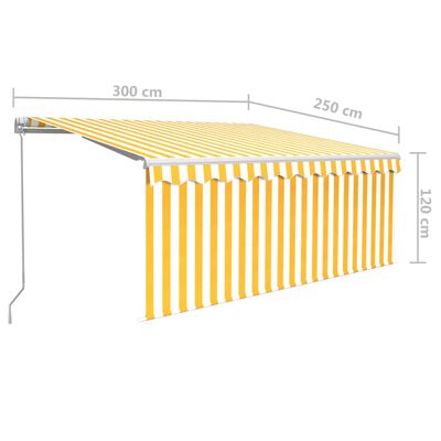 vidaXL Tenda na ručno uvlačenje s roletom LED 3 x 2,5 m žuto-bijela