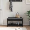 vidaXL Klupa za hodnik s jastukom s policom Crni Hrast 83 x 38 x 45 cm