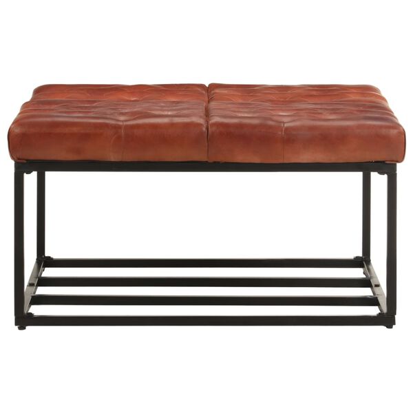 vidaXL Tabure tamnosmeđi 80 x 80 x 43 od prave kože