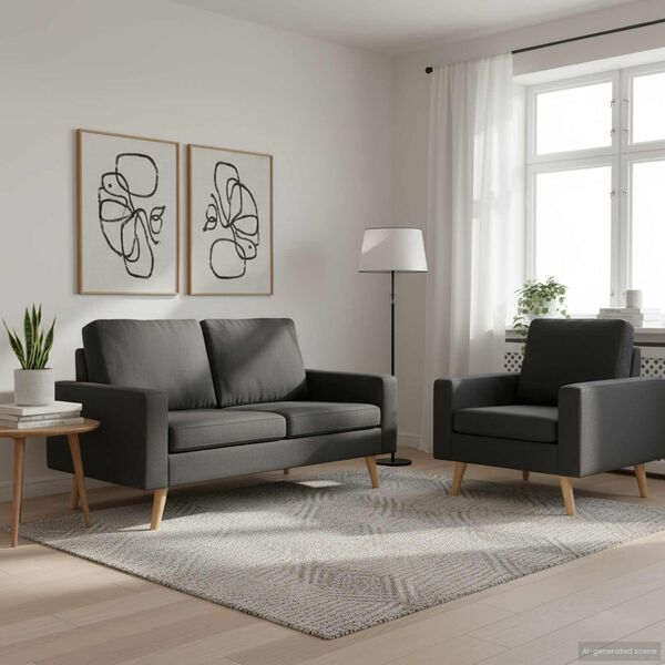 vidaXL 2-dijelni set sofa od tkanine tamnosivi