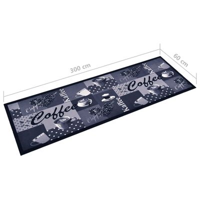 vidaXL Kuhinjski tepih s uzorkom kave perivi plavi 60 x 300 cm