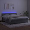 vidaXL Krevet box spring s madracem LED svjetlosivi 180x200 cm bar&scaron;un