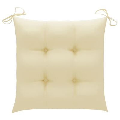 vidaXL Stolica za ljuljanje s krem bijelim jastukom masivna tikovina