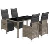vidaXL 5-dijelni vrtni bistro set od poliratana s jastucima sivi