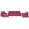 vidaXL 4-dijelni set sofa s jastucima crvena boja vina bar&scaron;unasti