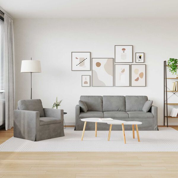 vidaXL Sofa 2 pcs Svijetlo siva 198 x 78 x 80 cm Bar&scaron;un