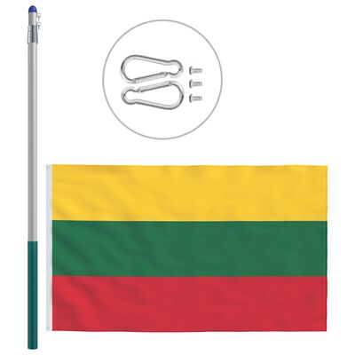 vidaXL Litavska zastava s aluminijskim stupom 6 m