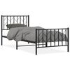 vidaXL Metalni okvir kreveta uzglavlje i podnožje crni 90x190 cm