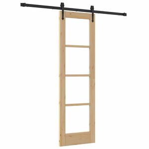 vidaXL Klizna vrata Prirodna 61 x 198,5 cm Masivna borovina i staklo