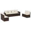 vidaXL 8-dijelni set vrtnih sofa s jastucima smeđi od poliratana