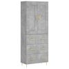 vidaXL Visoka komoda siva betona 69,5x34x180 cm od konstruiranog drva