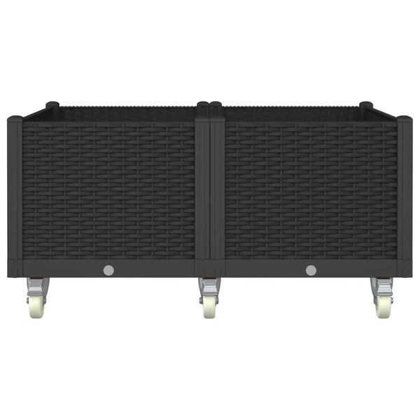 vidaXL Vrtna sadilica s kotačima crna 100 x 80 x 54 cm PP