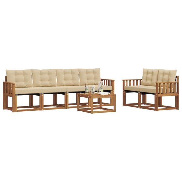 vidaXL Set vanjskih sofa s jastukom 7 pcs Prirodna i bež