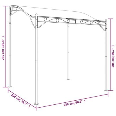 vidaXL Nadstrešnica antracit 2 x 2,3 m 180 g/m² od tkanine i čelika