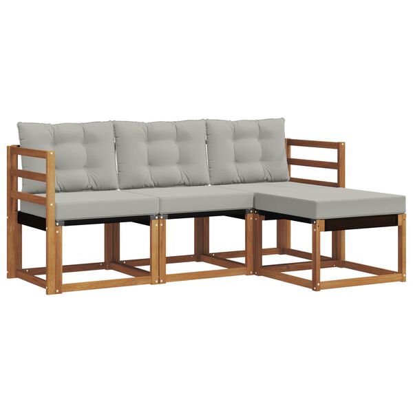 vidaXL Set vanjskih sofa s jastukom 4 pcs Prirodna i svijetlo siva