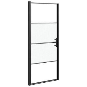 vidaXL Vrata za tu&scaron;-kabinu 81x195 cm napola mutno kaljeno staklo crna
