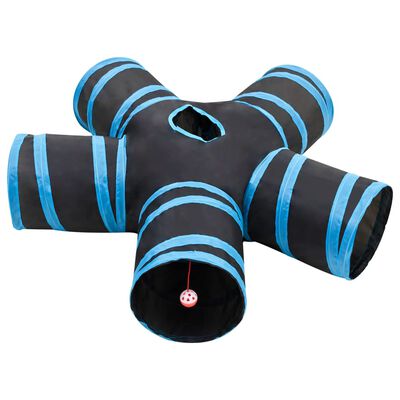 vidaXL Tunel za mačke s 5 smjerova crno-plavi 25 cm poliesterski