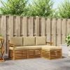 vidaXL Setovi sofa s jastukom 4 pcs Prirodna i bež Čvrsto drvo akacije
