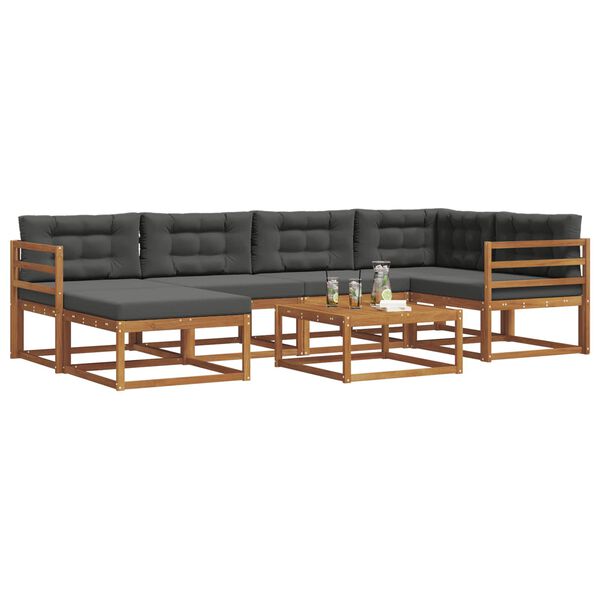 vidaXL Set vanjskih sofa s jastukom 7 pcs Prirodna i antracit