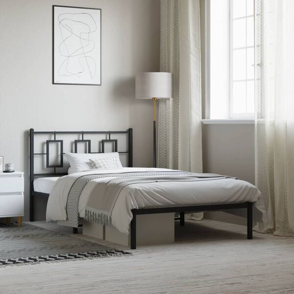 vidaXL Metalni okvir za krevet s uzglavljem crni 107x203 cm