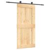 vidaXL Klizna vrata Prirodna i crna 95 x 210 cm Čvrsta borovina
