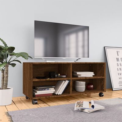 vidaXL TV ormarić s kotačićima smeđi hrast 90 x 35 x 35 cm drveni