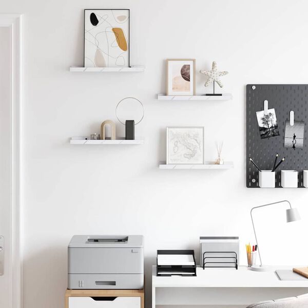 vidaXL Polica na zidu s policom 4 pcs Bijeli mramor 40 x 9 x 3 cm