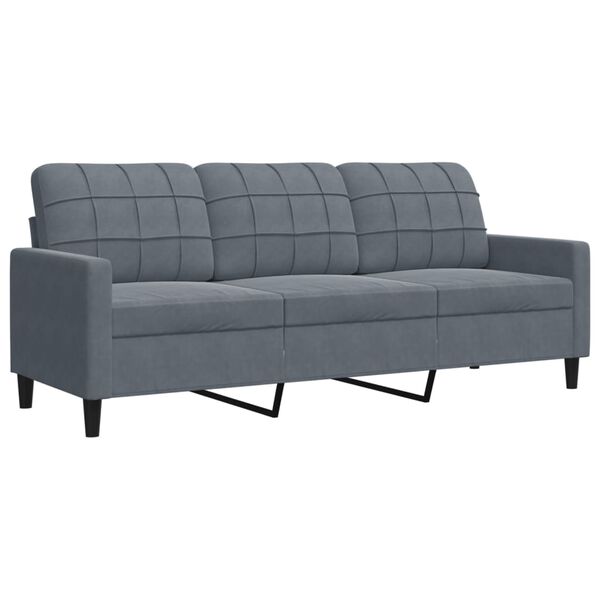 vidaXL 3-dijelni set sofa s jastucima tamnosivi bar&scaron;unasti