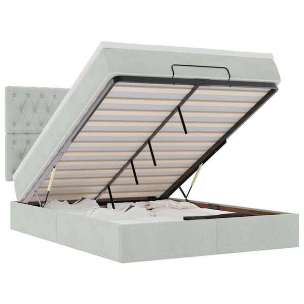 vidaXL Otomanski krevet s madracima svijetlosivi 140x200 cm bar&scaron;unasti