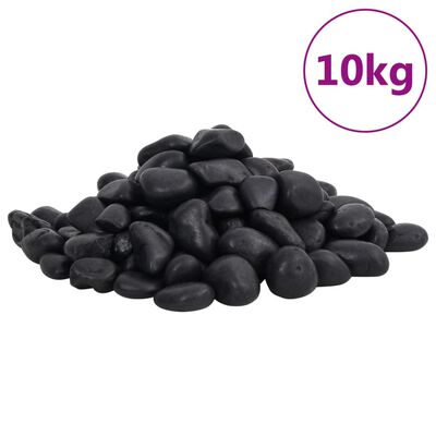 vidaXL Polirani kamenčići 10 kg crni 2 - 5 cm