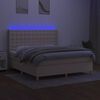 vidaXL Krevet box spring s madracem LED krem 180x200 cm od tkanine