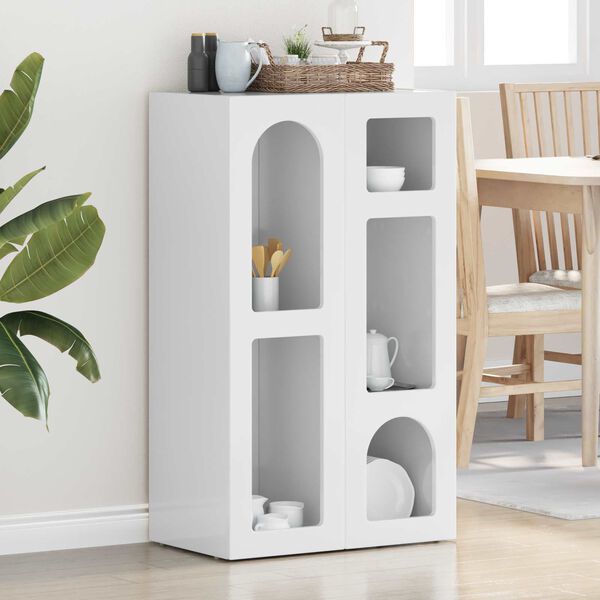 vidaXL Kreveta Visoki sjaj bijela 59 x 35 x 100,5 cm Konstruirano drvo