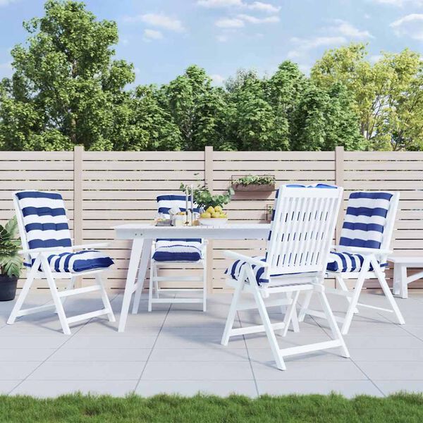 vidaXL Niski jastuci za stolicu 4 kom plavo-bijele pruge od tkanine