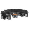 vidaXL Set vanjskih sofa 10 pcs Crna i tamno siva Poliester