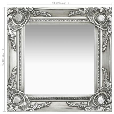 vidaXL Zidno ogledalo u baroknom stilu 40 x 40 cm srebrno