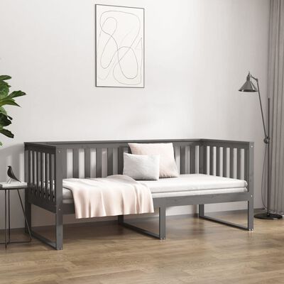 vidaXL Dnevni krevet sivi 100x200 cm od masivne borovine