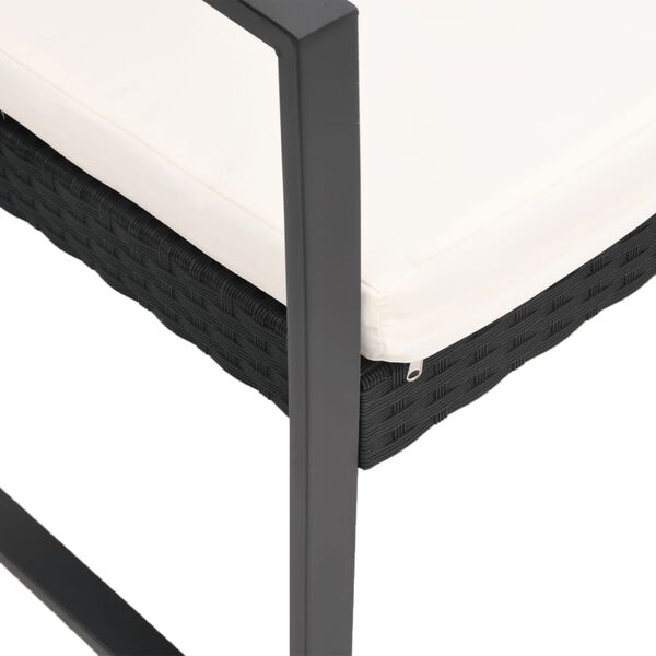 vidaXL 5-dijelni vrtni blagovaonski set s jastucima crni od PP ratana