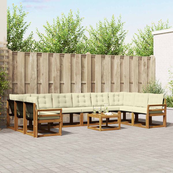 vidaXL Set vanjskih sofa s jastukom 11 pcs Prirodna i krem