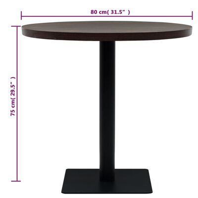 vidaXL Okrugli stol za bistro od MDF-a i čelika 80x75 cm tamni pepeljasti