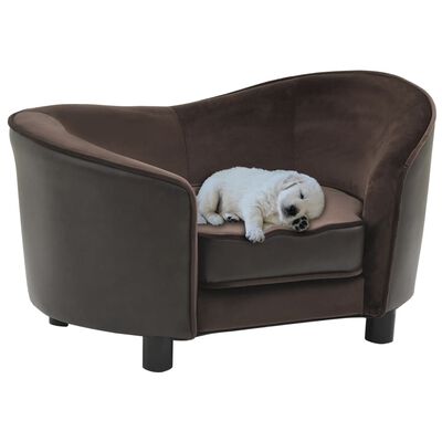 vidaXL Sofa za pse smeđa 69 x 49 x 40 cm od pliša i umjetne kože