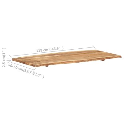 vidaXL Stolna ploča od masivnog bagremovog drva 118 x (50-60) x 2,5 cm