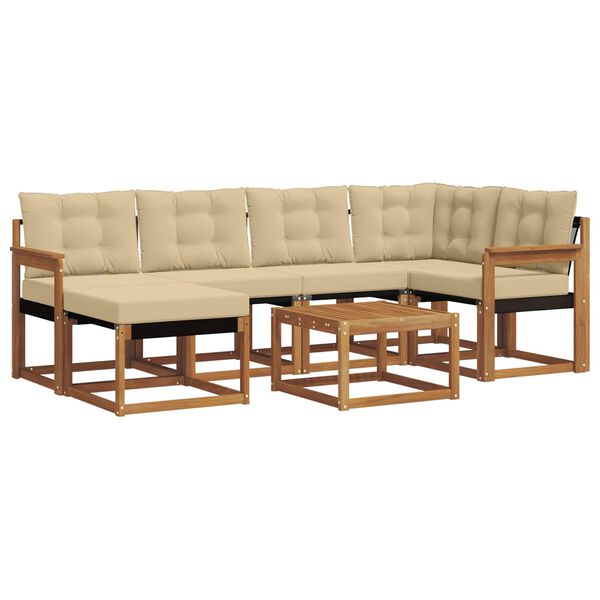 vidaXL Set vanjskih sofa s jastukom 7 pcs Prirodna i bež