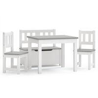 vidaXL 4-dijelni set dječjeg stola i stolica bijelo-sivi MDF