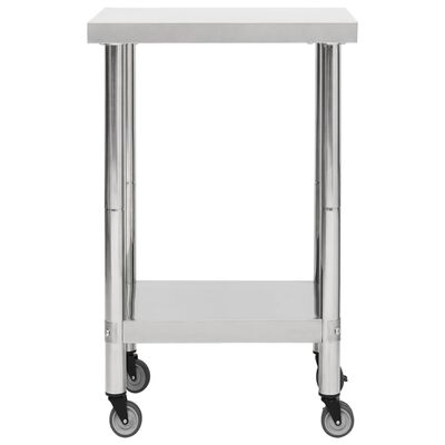 vidaXL Kuhinjski radni stol s kotačima 60x60x85 cm nehrđajući čelik