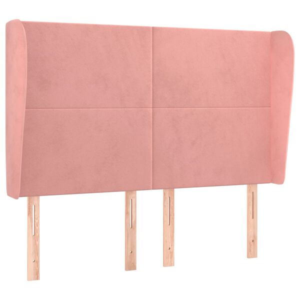 vidaXL Uzglavlje s u&scaron;ima ružičasto 147x23x118/128 cm bar&scaron;unasto